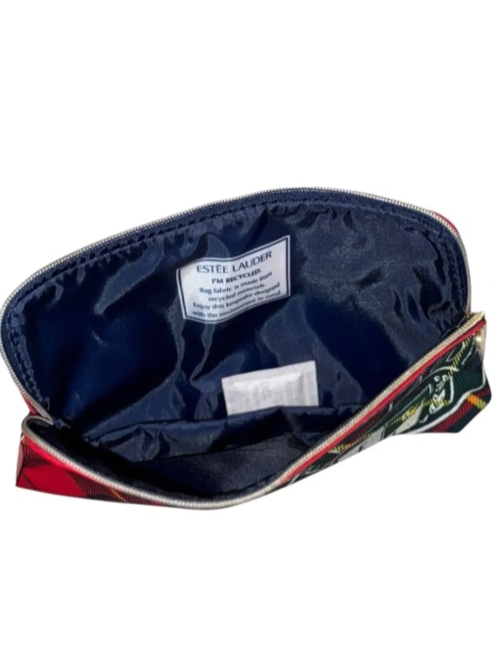 Estée Lauder Cosmetic Bag Limited Edition Tartan Plaid Luxe 1946 Crest Red Black